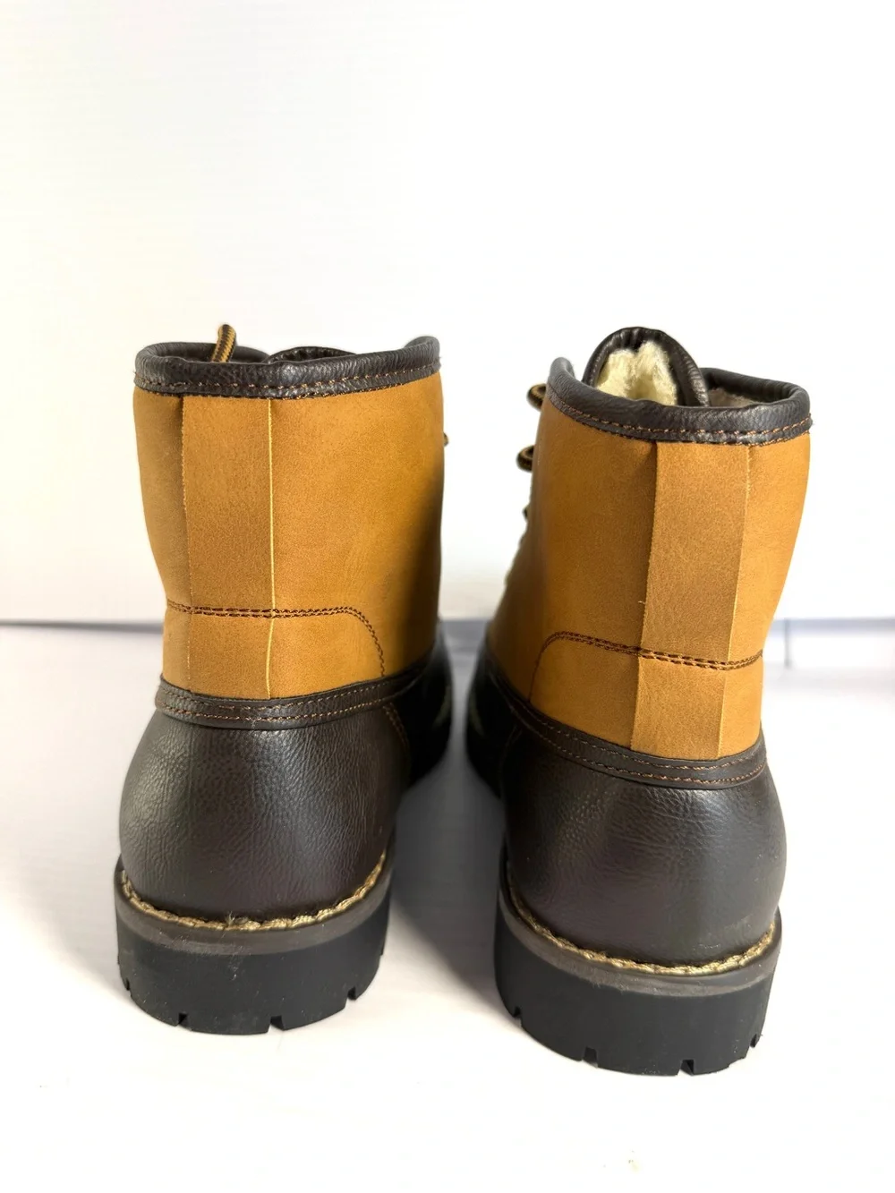 Steven By Steve Madden Brown and Tan Lace-Up Duck Boots